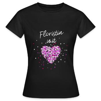 Floristin mit Herz Blumen Floristik Blumenladen - Frauen T-Shirt - Schwarz - Vorne - AI Model Female 172 dark (172cm)