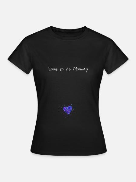 Schwangerschaft Mutter Mama zwei Herzen - Frauen T-Shirt - Schwarz