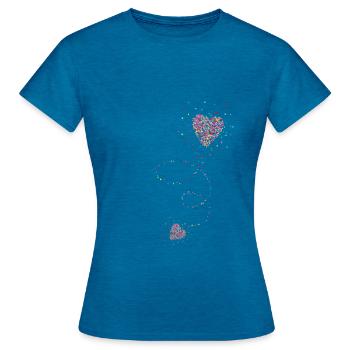 Annonce de grossesse bébé fête mère coeur - T-shirt Femme - bleu saphir antique chiné - Devant - AI Model Female 172 dark (172cm)