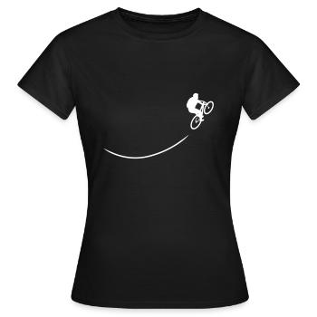 Mountainbiker fährt bergauf mit Spurlinie - Frauen T-Shirt - Schwarz - Vorne - AI Model Female 172 dark (172cm)