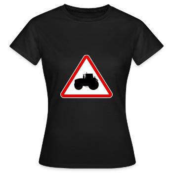 Panneaux de signalisation tracteur attention agriculteur - T-shirt Femme - noir - Devant - AI Model Female 172 dark (172cm)