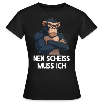 Schimpanse Affe Primat Nen scheiss muss ich - Frauen T-Shirt - Schwarz - Vorne - AI Model Female 172 dark (172cm)