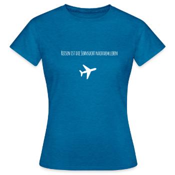 travel - Women's T-Shirt - antique blue sapphire heather - Front - AI Model Female 172 dark (172cm)