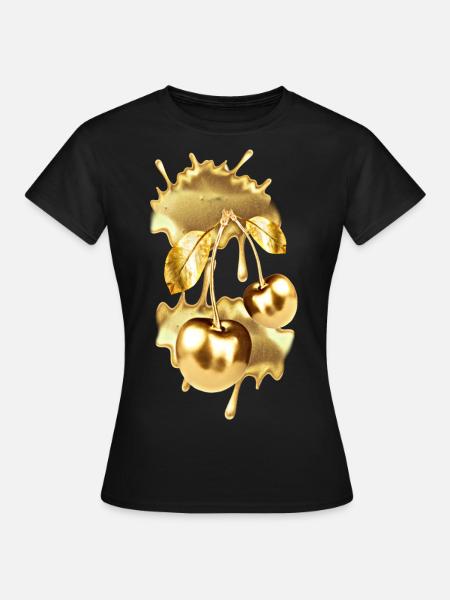 Goldene Kirsche - Frauen T-Shirt - Schwarz