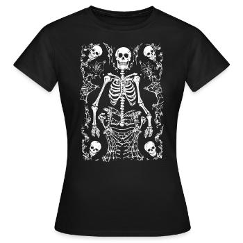 Squelette Halloween Crâne Crâne Gothique - T-shirt Femme - noir - Devant - AI Model Female 172 dark (172cm)