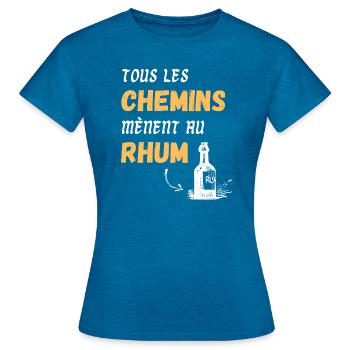 Humour alcool rhum phrase drôle idée blague beauf - T-shirt Femme - bleu saphir antique chiné - Devant - AI Model Female 172 dark (172cm)