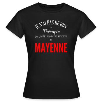 Mayenne humour Cadeau Mayennais fier personnalisé - T-shirt Femme - noir - Devant - AI Model Female 172 dark (172cm)