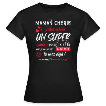 Cadeau maman d'amour Humour fête des mères drôle - T-shirt Femme - noir - Devant - AI Model Female 172 dark (172cm)