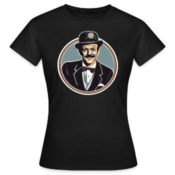 Terry Thomas Vintage Vector chapeau melon design - T-shirt Femme - noir - Devant - AI Model Female 172 dark (172cm)