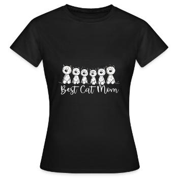 Katzen Mama Katzen Sprüche Best Cat Mom - Frauen T-Shirt - Schwarz - Vorne - AI Model Female 172 dark (172cm)