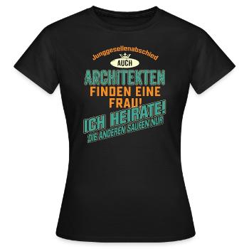 JGA BRAEUTIGAM - Architekt - petrol strong orange - Frauen T-Shirt - Schwarz - Vorne - AI Model Female 172 dark (172cm)