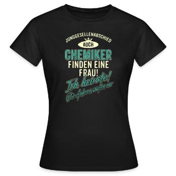 JGA BRAEUTIGAM - Chemiker - Version Auch - petrol - Frauen T-Shirt - Schwarz - Vorne - AI Model Female 172 dark (172cm)