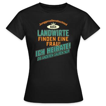JGA BRAEUTIGAM - Landwirt - petrol strong orange - - Frauen T-Shirt - Schwarz - Vorne - AI Model Female 172 dark (172cm)