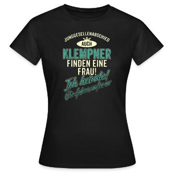 JGA BRAEUTIGAM - Klempner - Version Auch - petrol - Frauen T-Shirt - Schwarz - Vorne - AI Model Female 172 dark (172cm)
