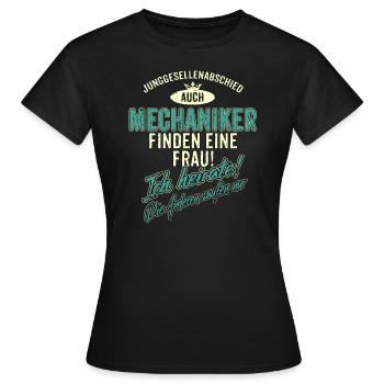 JGA BRAEUTIGAM - Mechaniker - Version Auch - - Frauen T-Shirt - Schwarz - Vorne - AI Model Female 172 dark (172cm)