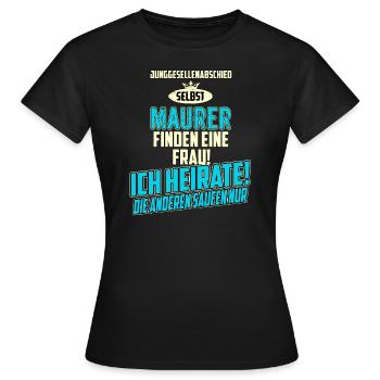 JGA BRAEUTIGAM - Maurer - strong sky blue - - Frauen T-Shirt - Schwarz - Vorne - AI Model Female 172 dark (172cm)