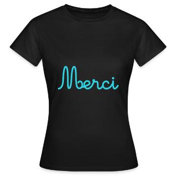 MERCI. MAÎTRESSE. MAÎTRE. MERCI MAÎTRESSE. MAITRE - T-shirt Femme - noir - Devant - AI Model Female 172 dark (172cm)