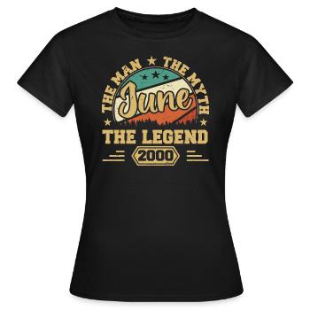 June 2000 The Man, The Myte, The legend, Juni 2000 - Frauen T-Shirt - Schwarz - Vorne - AI Model Female 172 dark (172cm)