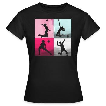 volley-ball,volleyballer,beachball,graffiti,rose - T-shirt Femme - noir - Devant - AI Model Female 172 dark (172cm)