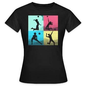 volley-ball,volleyballer,beachball,coloré - T-shirt Femme - noir - Devant - AI Model Female 172 dark (172cm)
