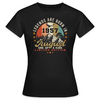 Legenden wurden im August 1957 geboren 1957 August - Frauen T-Shirt - Schwarz - Vorne - AI Model Female 172 dark (172cm)