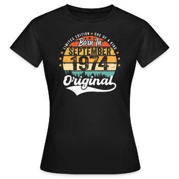 Septembre 1974 Jubilé 1974 Septembre - T-shirt Femme - noir - Devant - AI Model Female 172 dark (172cm)