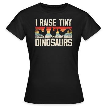 Ich ziehe winzige Dinosaurier auf Vintage Retro Huhn - Frauen T-Shirt - Schwarz - Vorne - AI Model Female 172 dark (172cm)