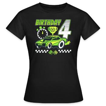 4. Geburtstag Rennwagen 4 Jahre alt Rennfahrer - Frauen T-Shirt - Schwarz - Vorne - AI Model Female 172 dark (172cm)