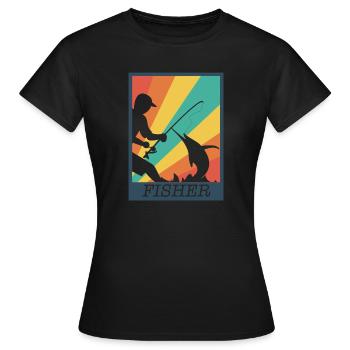 Pêcheur pêcheur pêcheur poisson - T-shirt Femme - noir - Devant - AI Model Female 172 dark (172cm)