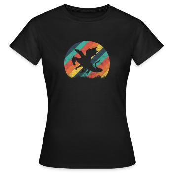 Drache Dragon Fantasy Monster Schuppe - Frauen T-Shirt - Schwarz - Vorne - AI Model Female 172 dark (172cm)