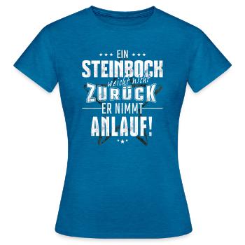 Steinbock Sternzeichen - Frauen T-Shirt - Antikblaues Saphir meliert - Vorne - AI Model Female 172 dark (172cm)