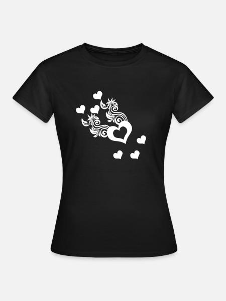 Herz heart herzen - Frauen T-Shirt - Schwarz