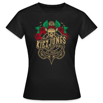 Hamburg Kiezjungs St. Pauli & Rose & Skull - Frauen T-Shirt - Schwarz - Vorne - AI Model Female 172 dark (172cm)
