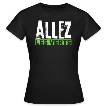 Allez les verts supporter stéphanois Football fier - T-shirt Femme - noir - Devant - AI Model Female 172 dark (172cm)