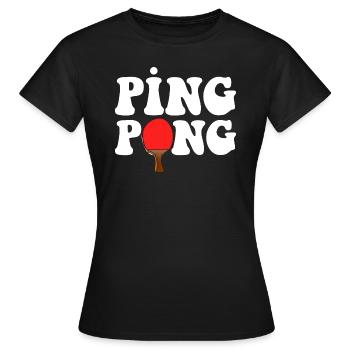 Ping Pong outfit with table tennis bat - Women's T-Shirt - black - Front - AI Model Female 172 dark (172cm)