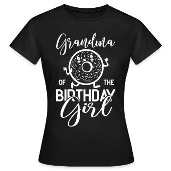 Grandma Of The Birthday Girl Funny Donut - Women's T-Shirt - black - Front - AI Model Female 172 dark (172cm)