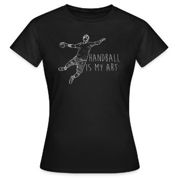handball sport handballer handballteam sprungwurf - Frauen T-Shirt - Schwarz - Vorne - AI Model Female 172 dark (172cm)