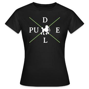 Klassisch schlichtes Pudelmotiv weiß / grün - Frauen T-Shirt - Schwarz - Vorne - AI Model Female 172 dark (172cm)