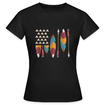 Drapeau américain fierté amérindienne - T-shirt Femme - noir - Devant - AI Model Female 172 dark (172cm)