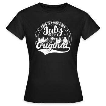 1957 Juli Geboren Geschenk Original 1957 Juli - Frauen T-Shirt - Schwarz - Vorne - AI Model Female 172 dark (172cm)