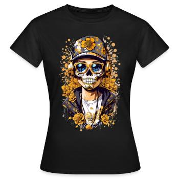 Crâne de sucre doré - T-shirt Femme - noir - Devant - AI Model Female 172 dark (172cm)