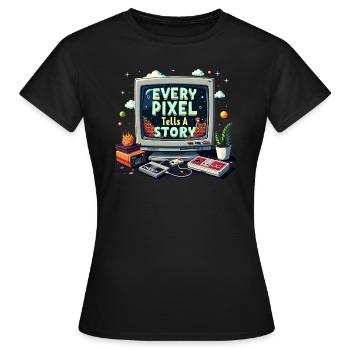 Chaque pixel raconte une histoire - Retro Gaming - T-shirt Femme - noir - Devant - AI Model Female 172 dark (172cm)