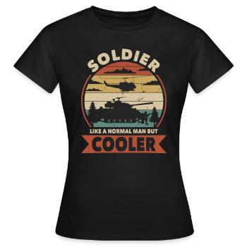 Soldat comme un homme normal mais plus cool - T-shirt Femme - noir - Devant - AI Model Female 172 dark (172cm)