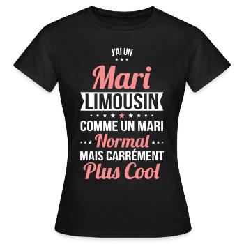 J'ai un mari Limousin plus cool - T-shirt Femme - noir - Devant - AI Model Female 172 dark (172cm)