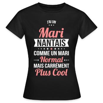 J'ai un mari Nantais plus cool - T-shirt Femme - noir - Devant - AI Model Female 172 dark (172cm)