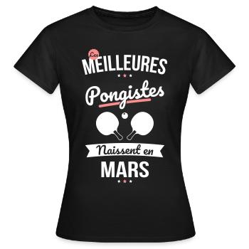 Les meilleures pongistes naissent en Mars - T-shirt Femme - noir - Devant - AI Model Female 172 dark (172cm)