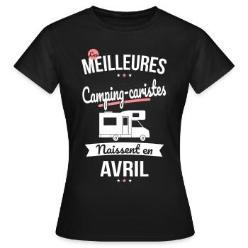 Les meilleures camping-caristes naissent en Avril - T-shirt Femme - noir - Devant - AI Model Female 172 dark (172cm)