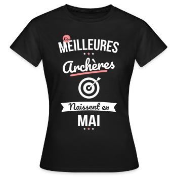 Les meilleures archères naissent en Mai - T-shirt Femme - noir - Devant - AI Model Female 172 dark (172cm)