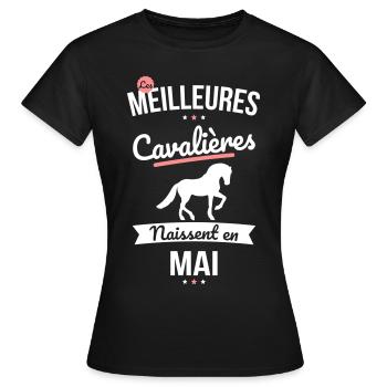 Les meilleures cavalières naissent en Mai - T-shirt Femme - noir - Devant - AI Model Female 172 dark (172cm)