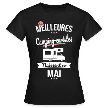 Les meilleures camping-caristes naissent en Mai - T-shirt Femme - noir - Devant - AI Model Female 172 dark (172cm)